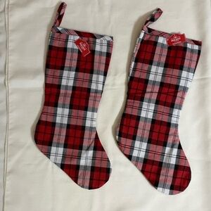 Set of 2 - Plaid Christmas Stockings